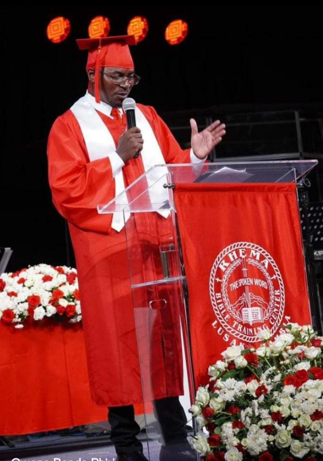 Pastor Alfred Phiri graduating from Rhema Zambia in 2022
